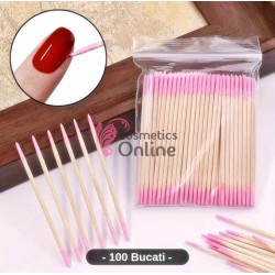 Betisoare cosmetice din lemn cu bumbac 100 bucati GF 25364 cu doua varfuri subtiri  